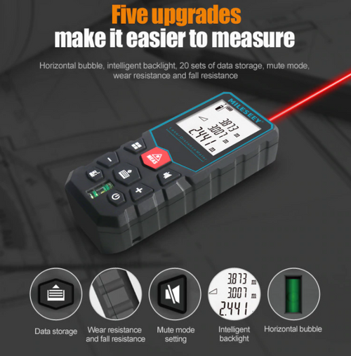 Laser Distance Meter Measurement 40m Rangefinder Digital Measuring Tape Range