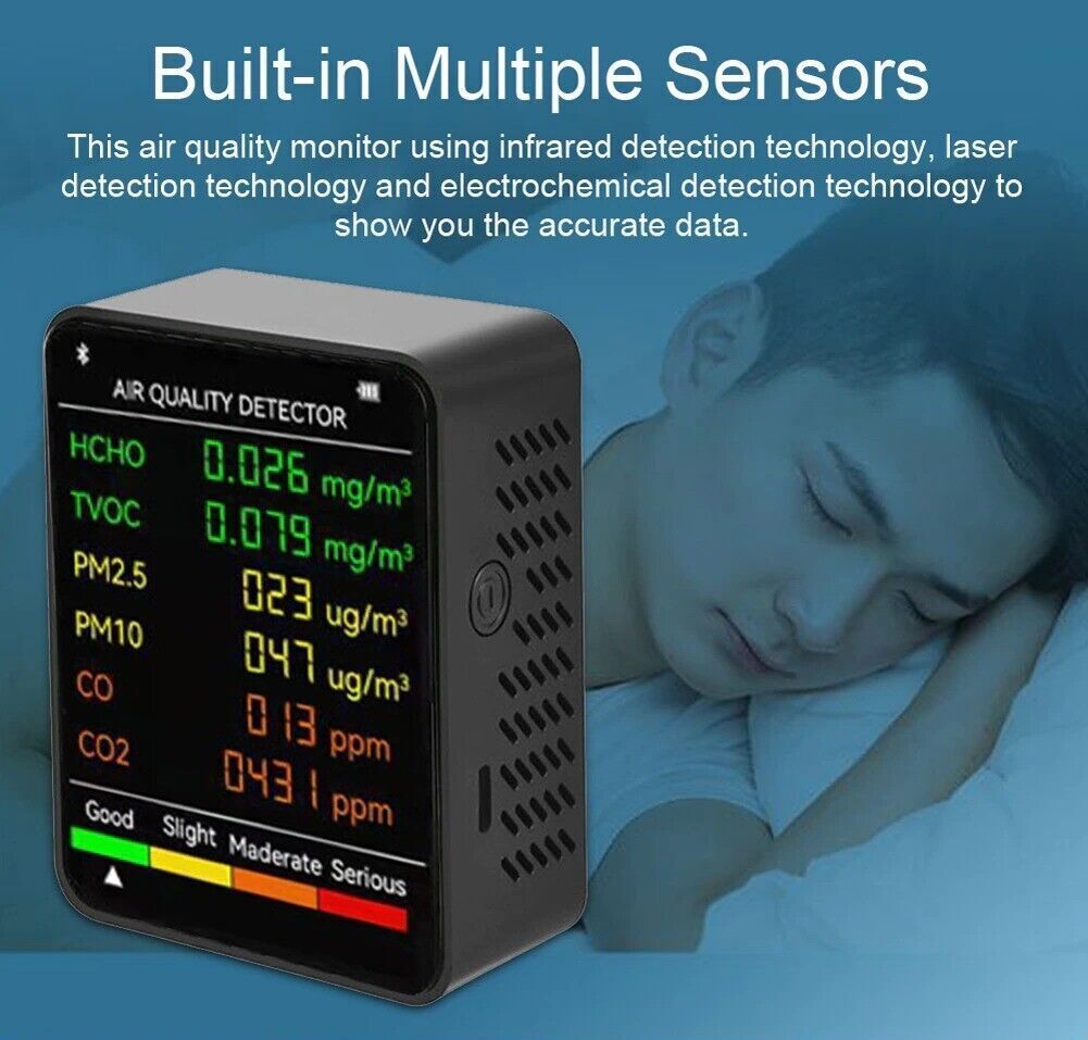 6 in 1 CO2 TVOC HCHO PM2.5 Detector LCD Digital Temperature Humidity Tester AU