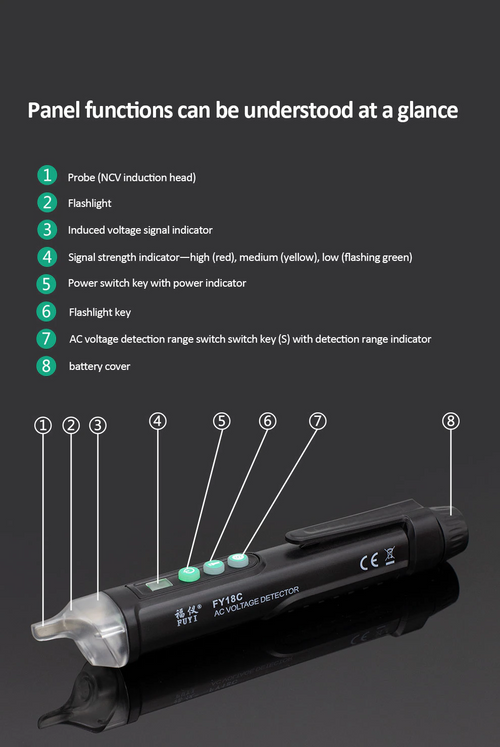 Voltage AC Detector Outlet Volt Stick Pen Tester With LED Light Power Indicator