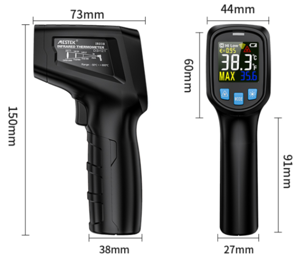 Non Contact Infrared Thermometer -50 to 400 °C Temperature Laser Gun  MESTEK IR