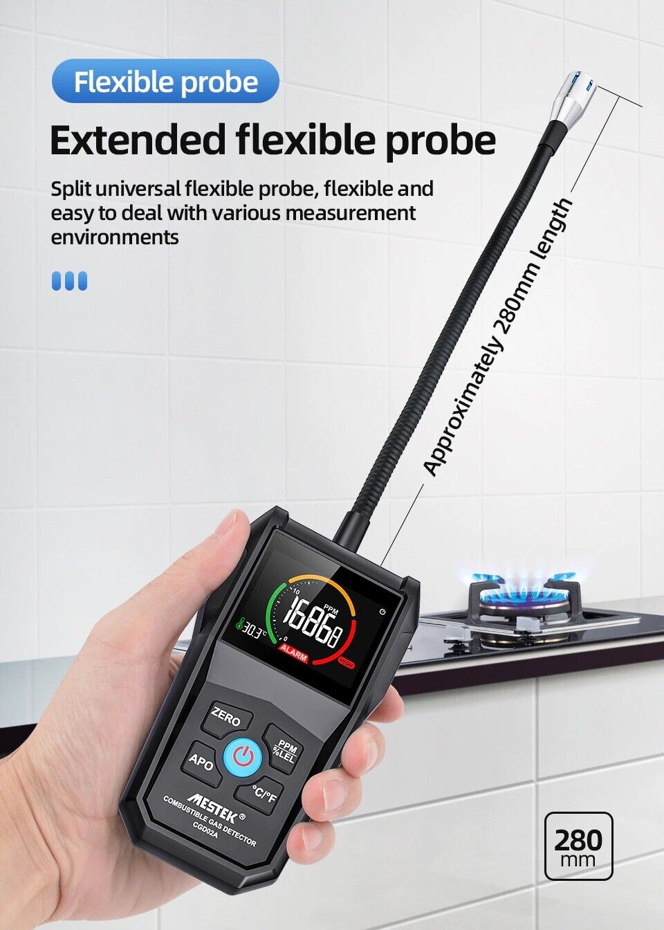 Combustible Gas Leak Detector Flammable Natural Gas Tester Meter Air Analyzer