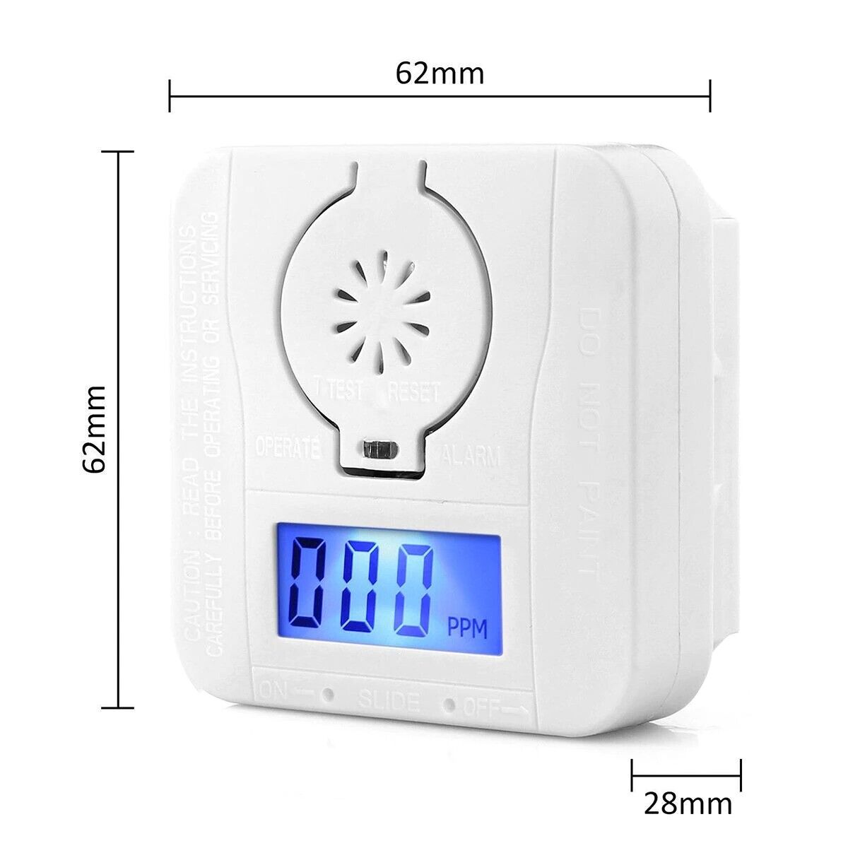 Carbon Monoxide Smoke Detector Alarm Poisoning Gas Warning Sensor Photoelectric