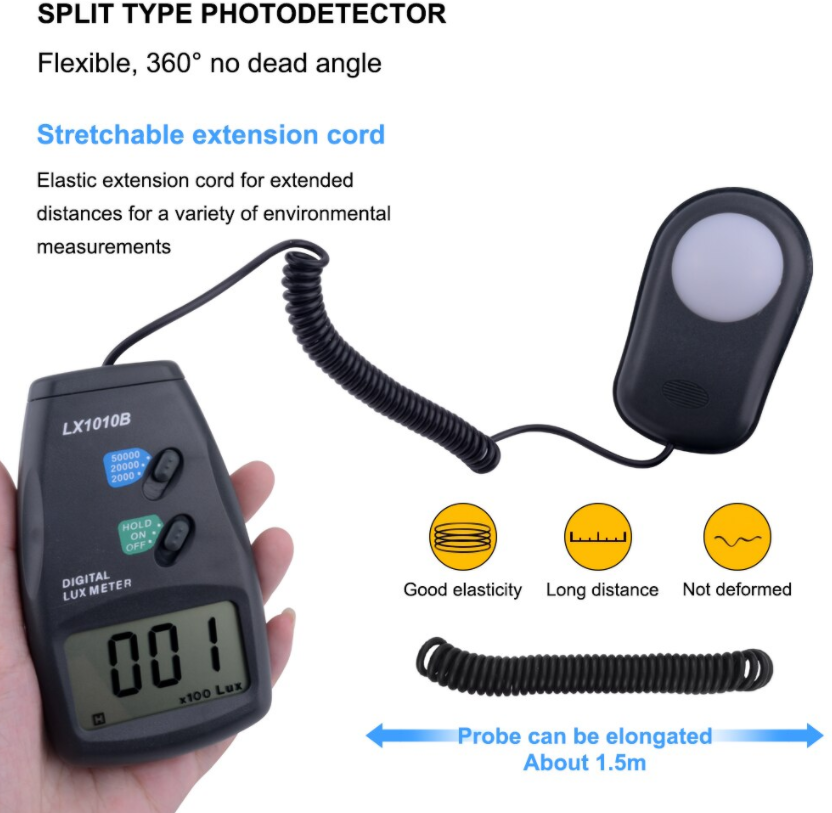 Digital Light Lux Meter Luxmeter Measure 0~50,000 Photometer illuminance LX1010B