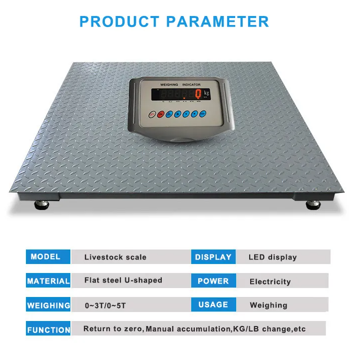 Pallet Scales 2 Ton Weigh Industrial Warehouse Floor Freight Scale LCD Display