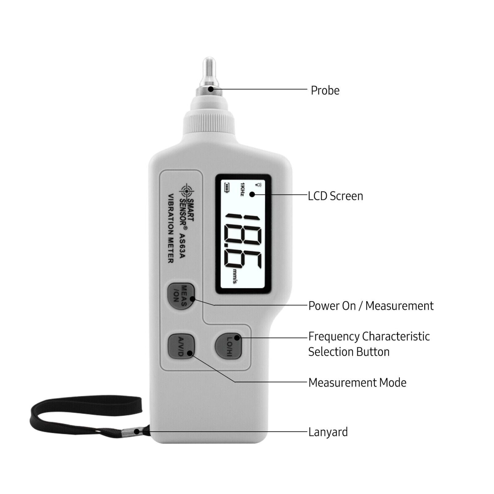 Vibration Meter Tester Analyzer Tests Acceleration Velocity Displacement AS63A