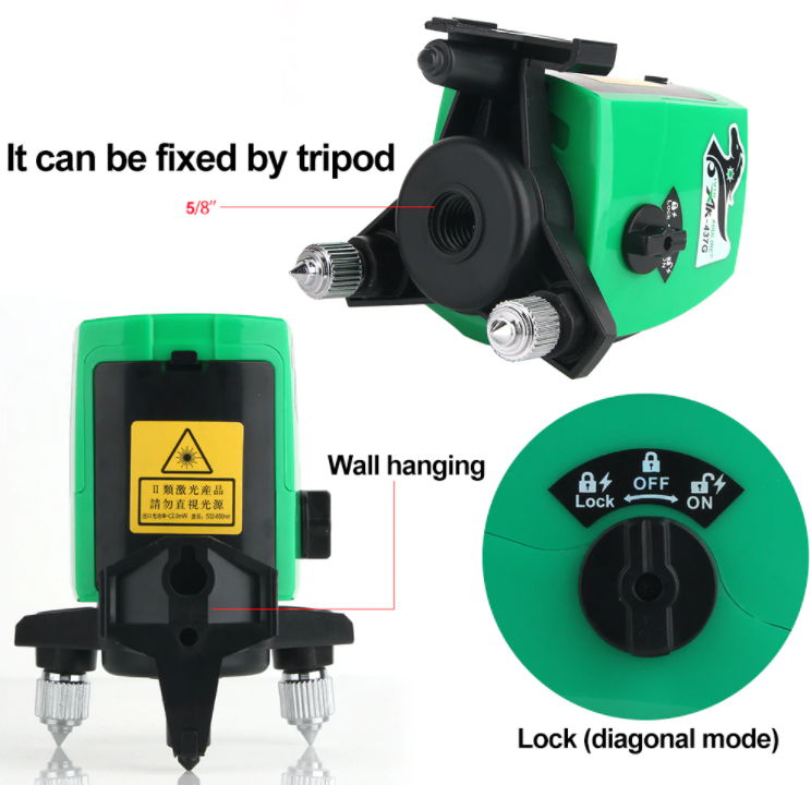 Laser Level 2 Line Green Beam Line 360 Degree Rotary Level Self-leveling