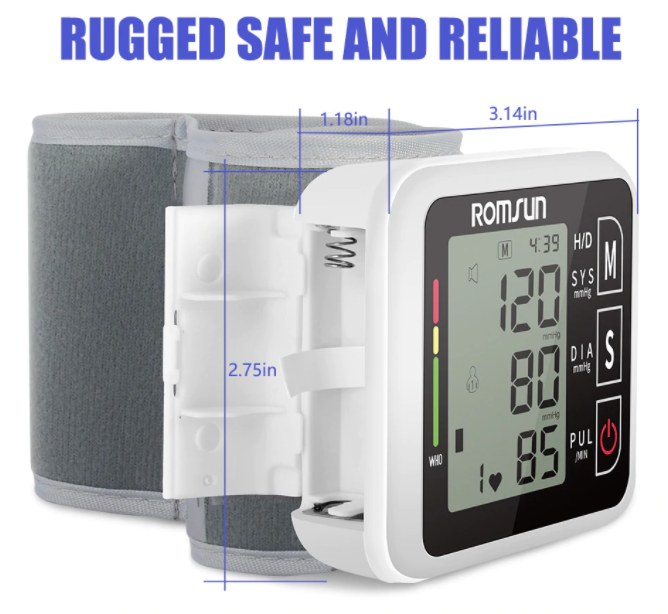 Wrist Blood Pressure Monitor Meter Portable Automatic Heart Rate Pulse DGG518