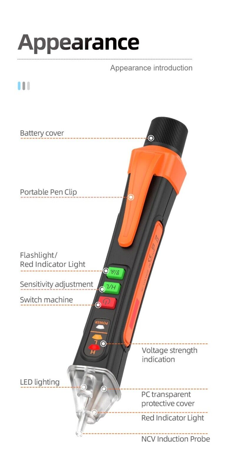 Voltage Detector Smart Non-Contact Voltage Tester Pen Meter