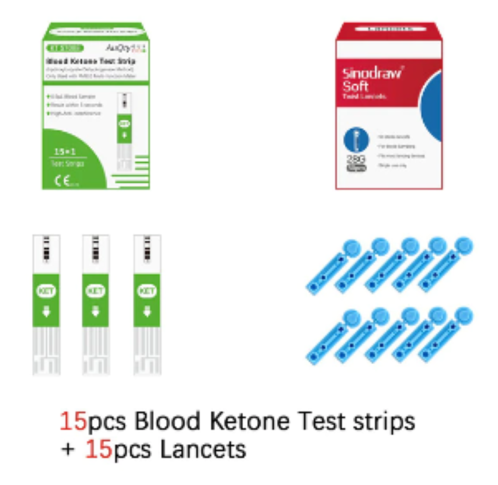 Blood Ketone Test Strips 15 Pack For AuQty GUK 3 in1 Multifunction Meter PM910