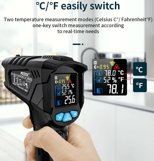 Non Contact -50 to 800°C Humidity Temperature Infrared Thermometer IR Laser Gun