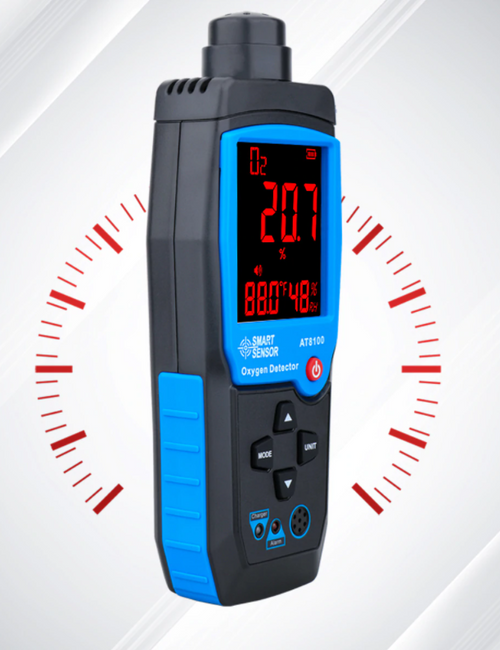 Oxygen Meter Detector O2 Gas Analyzer Reads Monitor In Air Tester 0-25% AT8100