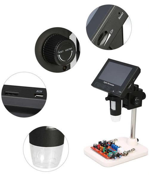 Electronic Digital Video Microscope LED Magnifier Tools 1000 X 4.3'' LCD Monitor