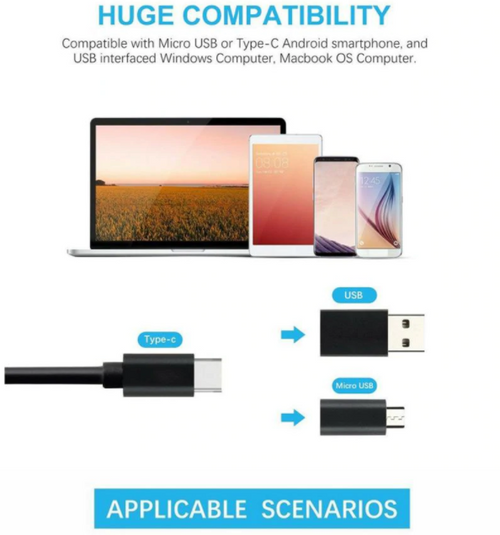Endoscope Industrial HD USB-C Type-C Waterproof For Android 6 LEDs & 10m Cable
