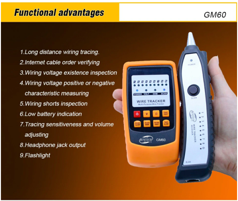 Cable Detector Instruments Network Finder Cable Emitter Receiver Detector Wire Cable Tracker Test