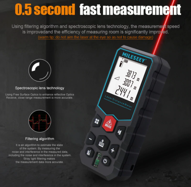 Laser Distance Meter Measurement 60m Rangefinder Digital Measuring Tape Range