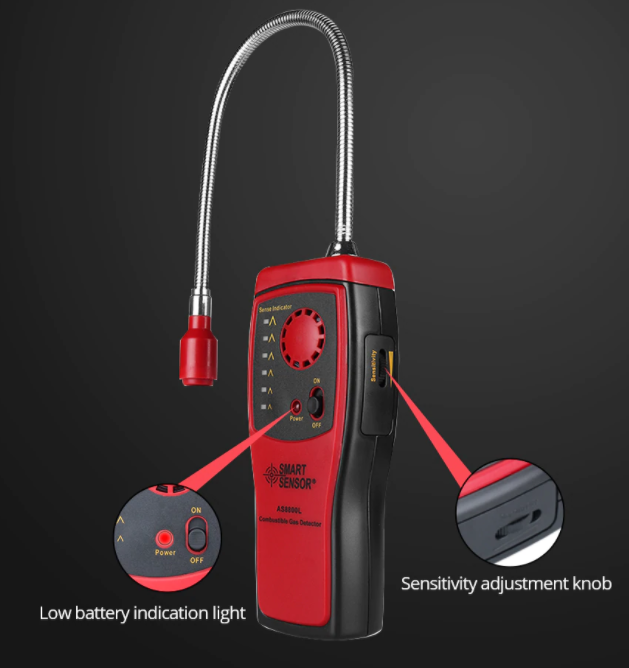 Gas Analyzer Combustible Gas Detector Gas Leak Locator Flammable Natur