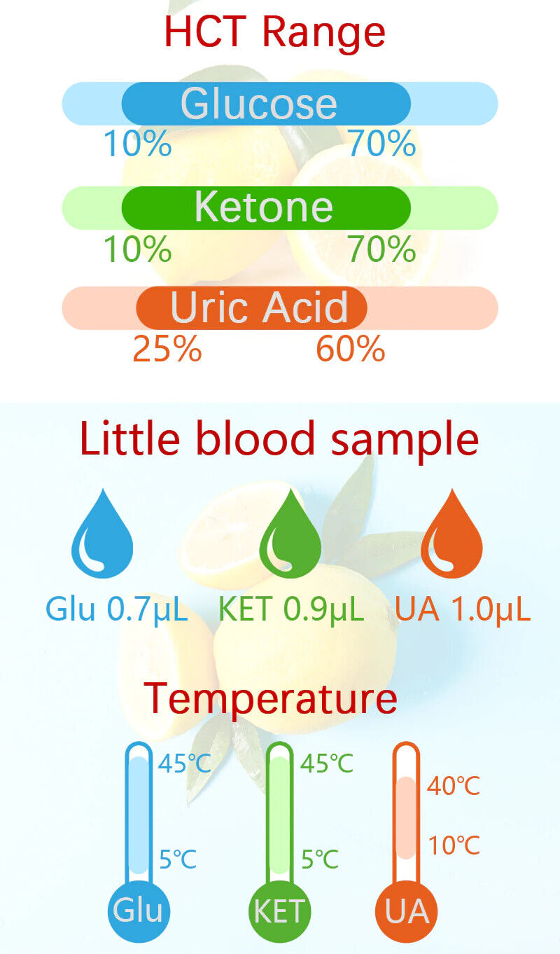 Uric Acid Ketone Blood Glucose Monitor Meter Tester 3 in1 Multifunction Kit