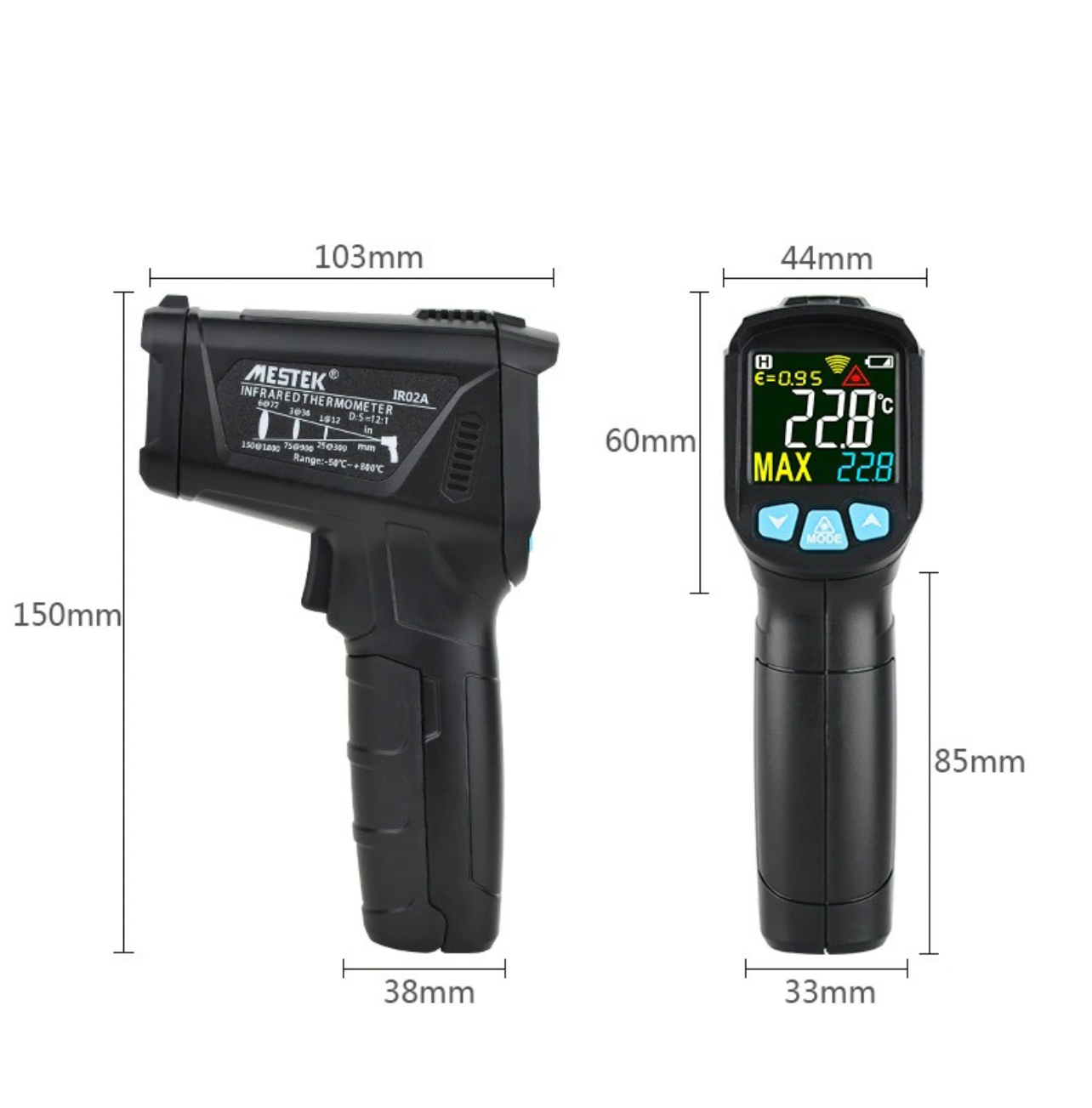 Infrared Thermometer High Temperature Non-Contact Temperature Humidity Meter