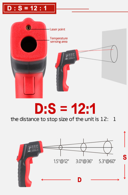 Non Contact Infrared Thermometer -50-550°C Temperature Laser Temp Gun IR WT550