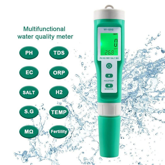 PH EC TDS ORP Salt H2 S.G Temp MΩ Fertility Meter Tester 10 in 1 Water Quality
