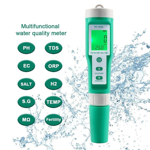 PH EC TDS ORP Salt H2 S.G Temp MΩ Fertility Meter Tester 10 in 1 Water Quality