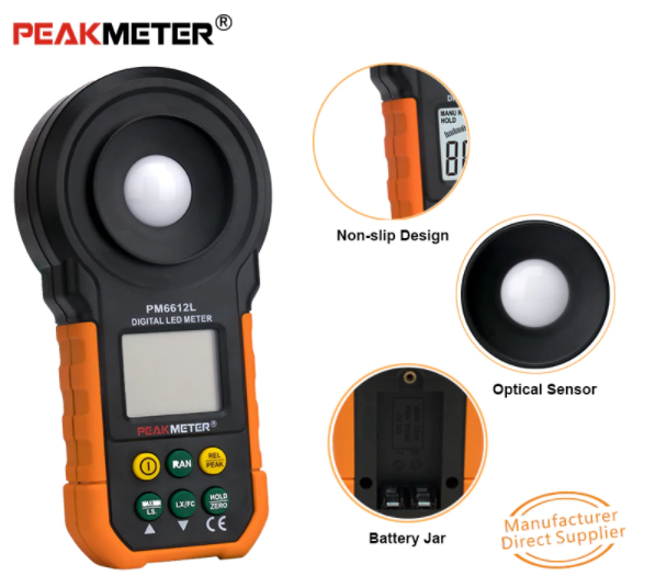 Lux Light Meter 0-200,000 Digital & Analog LCD Display Measuring Light PM6612L