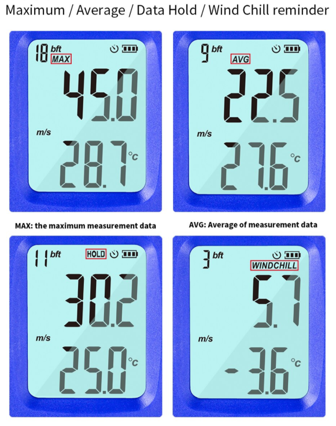 Wind Speed Meter Anemometer Digital Tester Vane Air Flow Gauge Backlight WT82